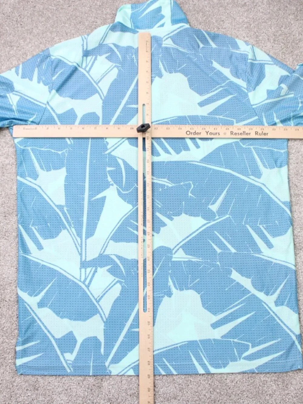 Adidas Golf Polo Shirt Mens Large Blue Palm Leaf Mesh Reverse Print Short Sleeve